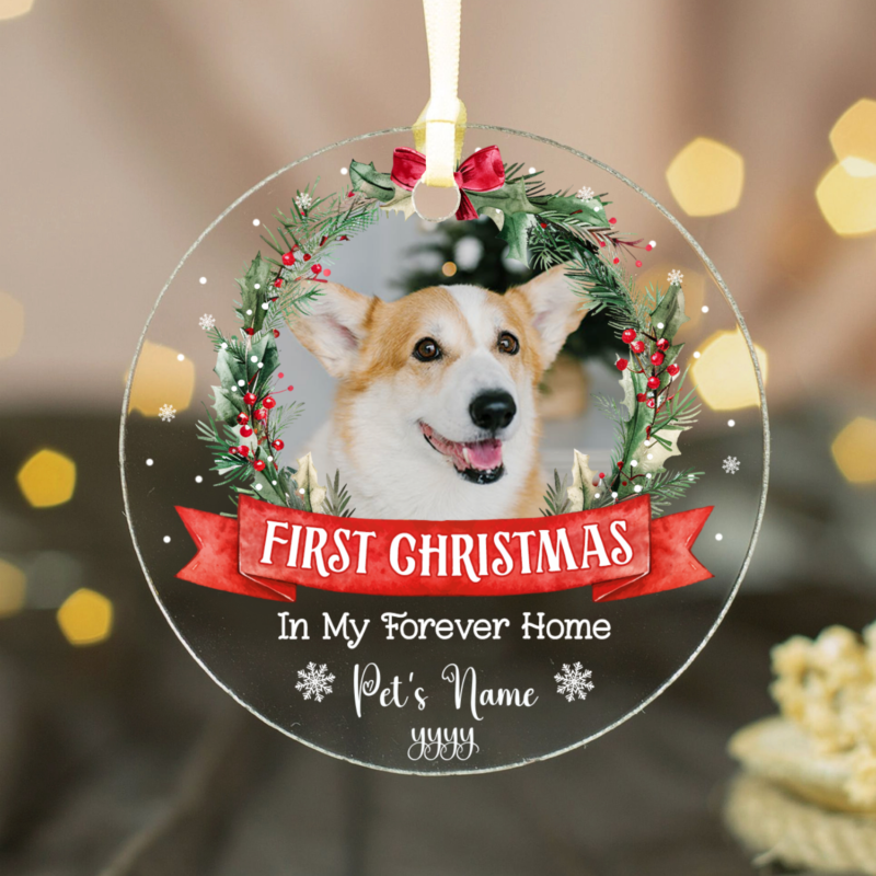 First Christmas In My Forever Home Ornament, Custom Dog Christmas Ornament, Dog's 1st Christmas Keepsake, Custom Puppies First Christmas Ornament