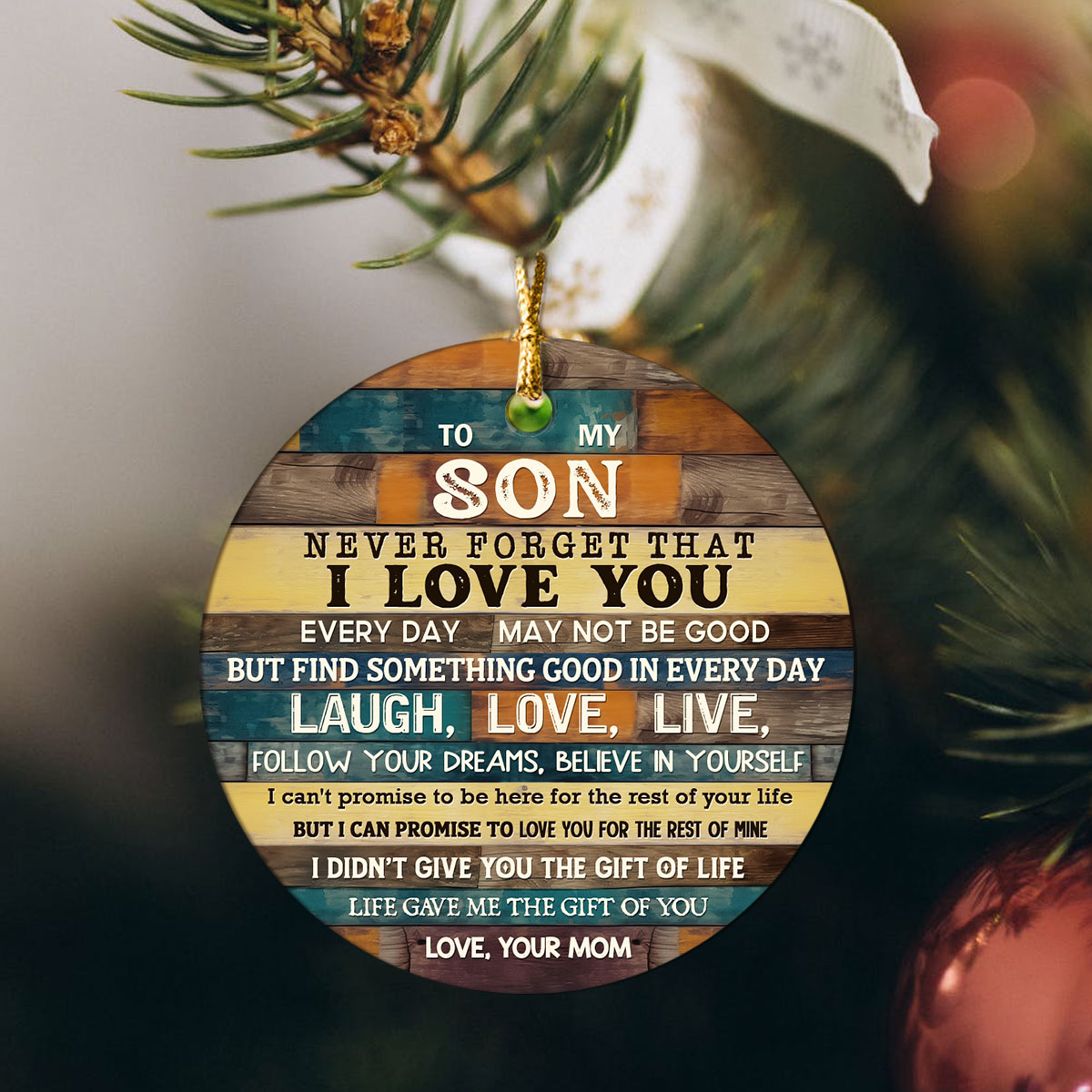 To My Son Ornament, Personalized Son Christmas Ornaments, Mother