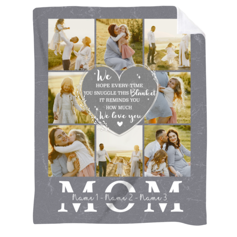 Personalized Mom Blanket – Photo Collage Blanket Gift for Mom, Custom Picture Blanket, Mother’s Day Gift from Children