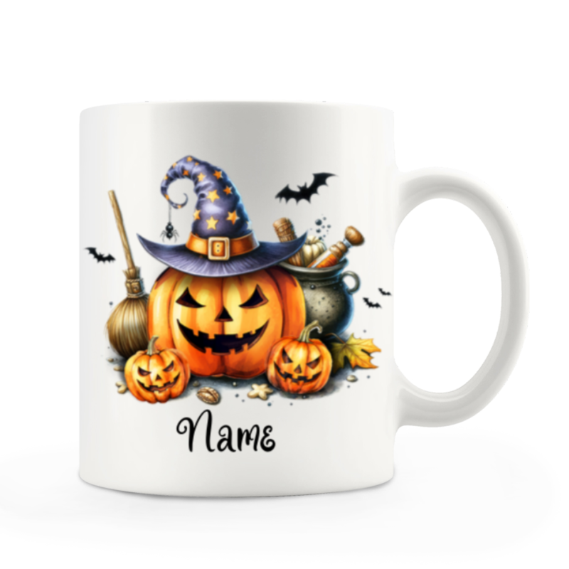 Personalized Pumpkin Coffee Mug, Custom Name Halloween Mug, Funny Halloween Gifts For Friends