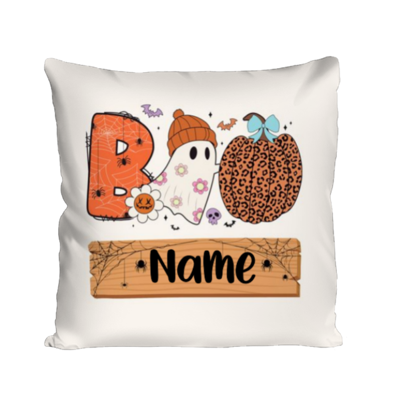 Boo Halloween Pillow, Halloween Pumpkin Cushion, Personalized Name Halloween Pillow, Halloween Gifts For Kids