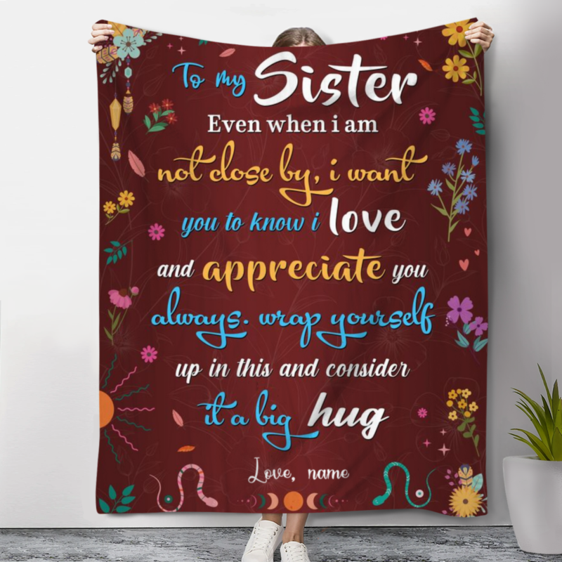 long distance sister gift, to my sister personalized blanket, blankets for sisters, gifts for sister for xmas, sisters gift from sister