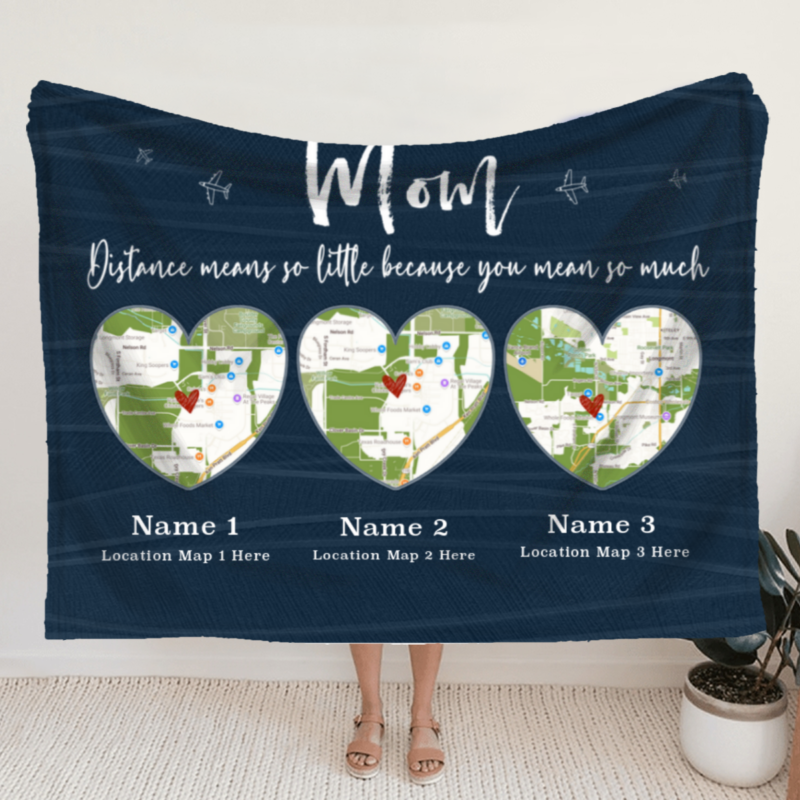 long distance gift for mom custom map blanket gift for mom map locations family gift christmas gifts for long distance mom mother daughter gift