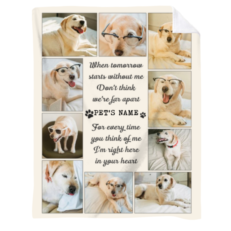 Dog Memorial Personalized Blanket, Pet Memorial Photo Collage Fleece Blanket, In Loving Memory Of Pet Gift, Dog Loss Gifts