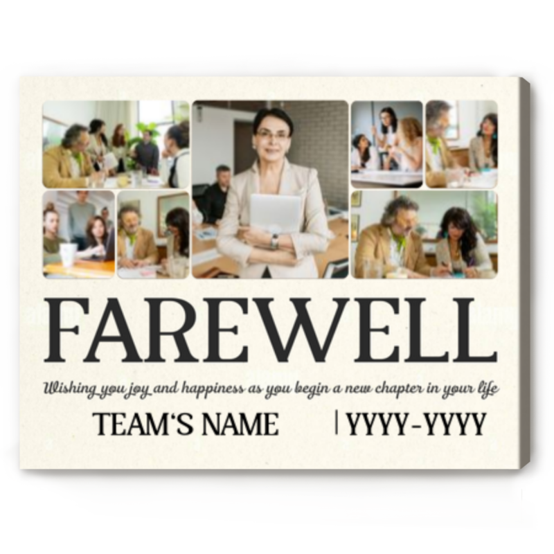 Farewell Photo Collage Canvas, Personalized Gift for Coworker Colleague Boss, Moving Away Gifts, Coworker Leaving Gift, Goodbye Gifts