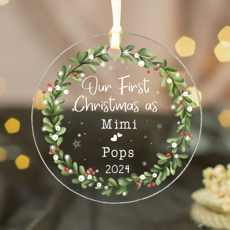 Our First Christmas As Grandparents Ornament, New Grandparent Gift, Grandparents Christmas Ornament, Personalized Grandma Grandpa Keepsake