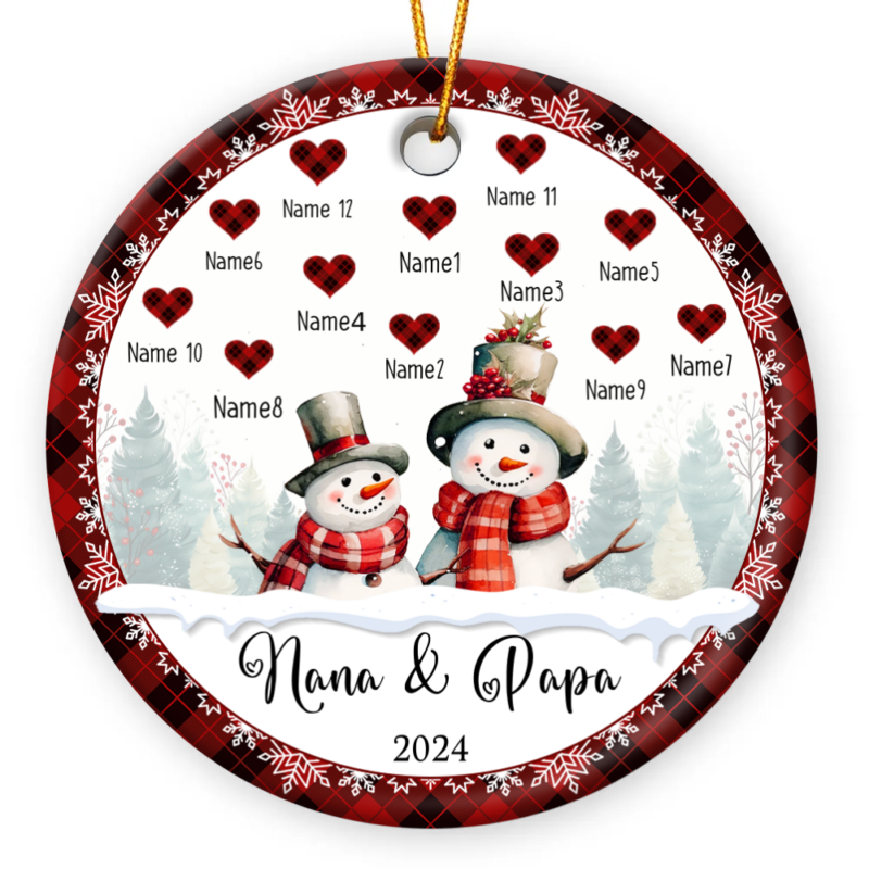 Nana and Papa Christmas Ornament, Grandparents Xmas Ornament, Grandkids Ornament with Names, Grandparents Keepsakes
