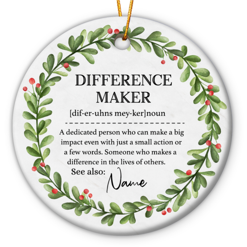 Personalized Difference Maker Ornament, Mentor Appreciation Gift, Leader Gift, Thank You Gifts, Gift for Teacher, Leaving Gift, Difference Maker Definition Ornament