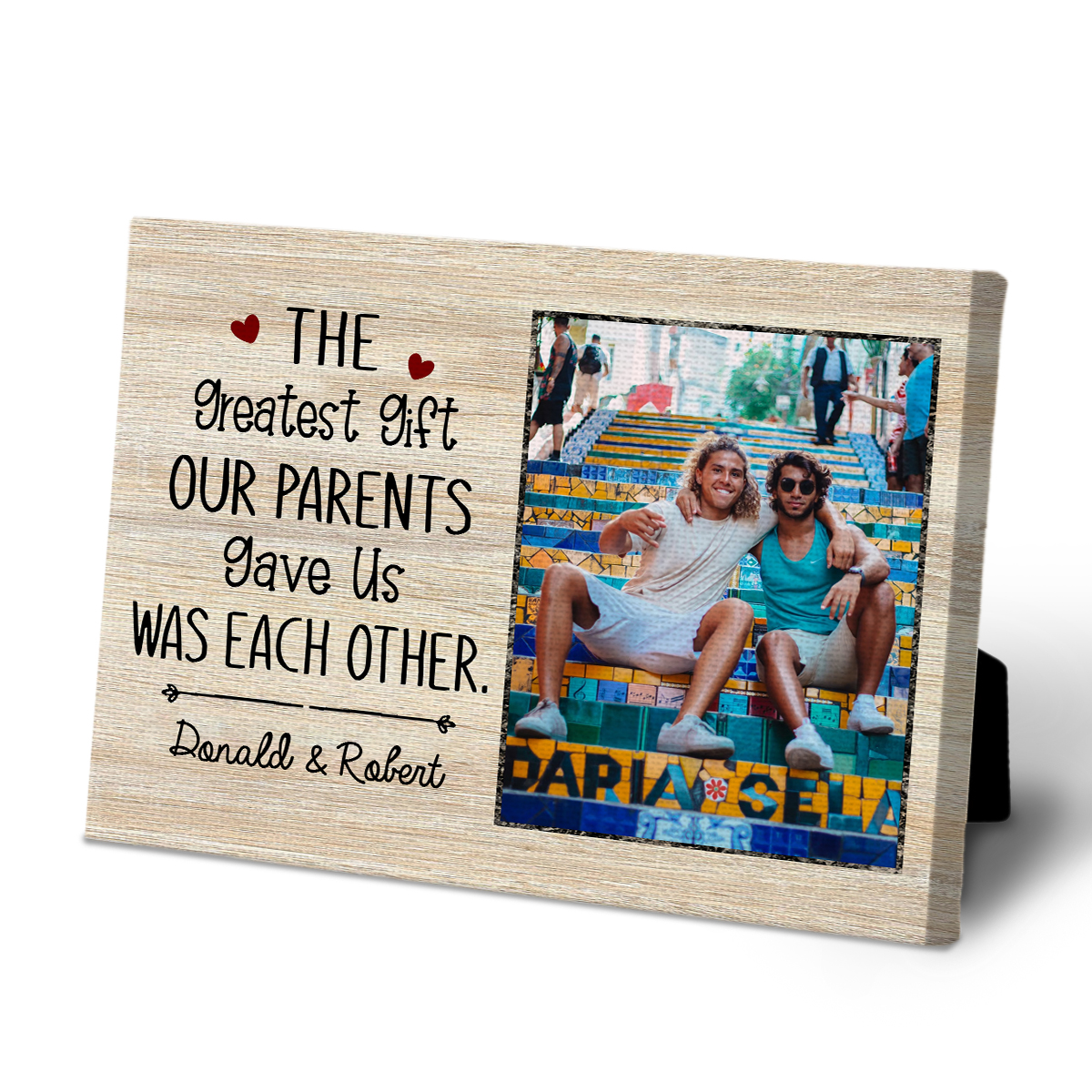 Siblings Custom Photo Desk Canvas, Brother And Sister Gifts, Personalized Gifts For Siblings For Christmas, Sibling Easel Back Canvas