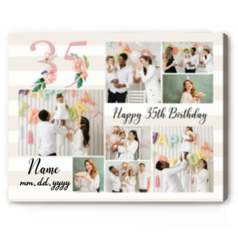 Age 35 Birthday Photo Collage Canvas, Personalized 35th Birthday Gifts for Her, Turning 35 Years Old Gift, 35th Birthday Gift for Woman Sisters