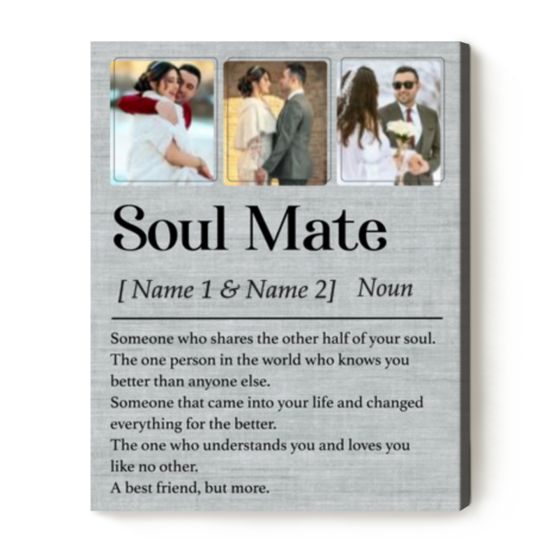 soulmate definition photo canvas print couple picture gift personalized christmas gift for him sentimental gift for partner