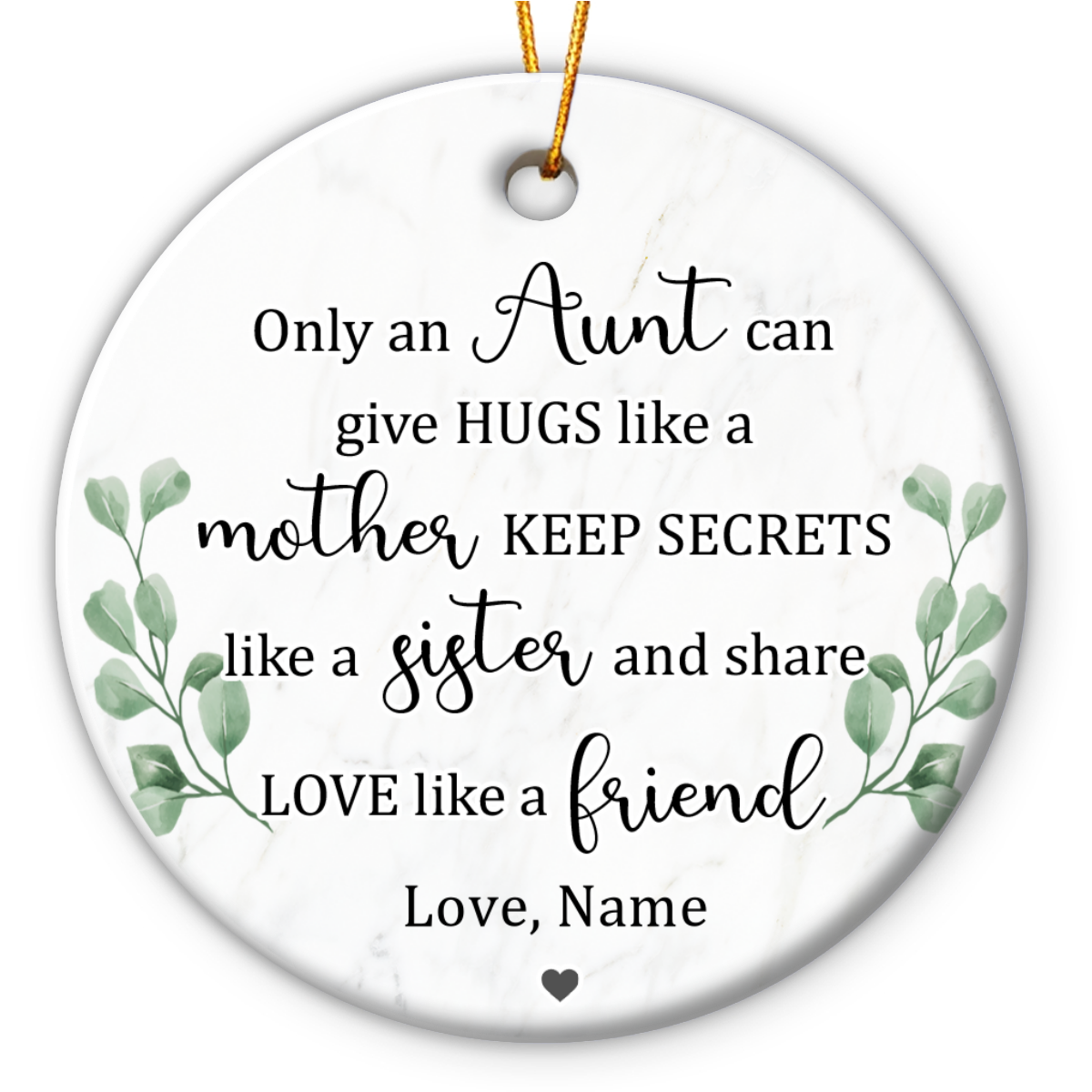 Aunt Christmas Ornament, Custom Ornaments For Aunts, Keepsake For Aunts ...