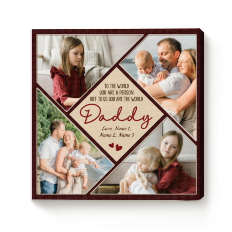 dad custom photo square canvas daddy collage gifts christmas present for daddy from son daughter dad personalized gifts