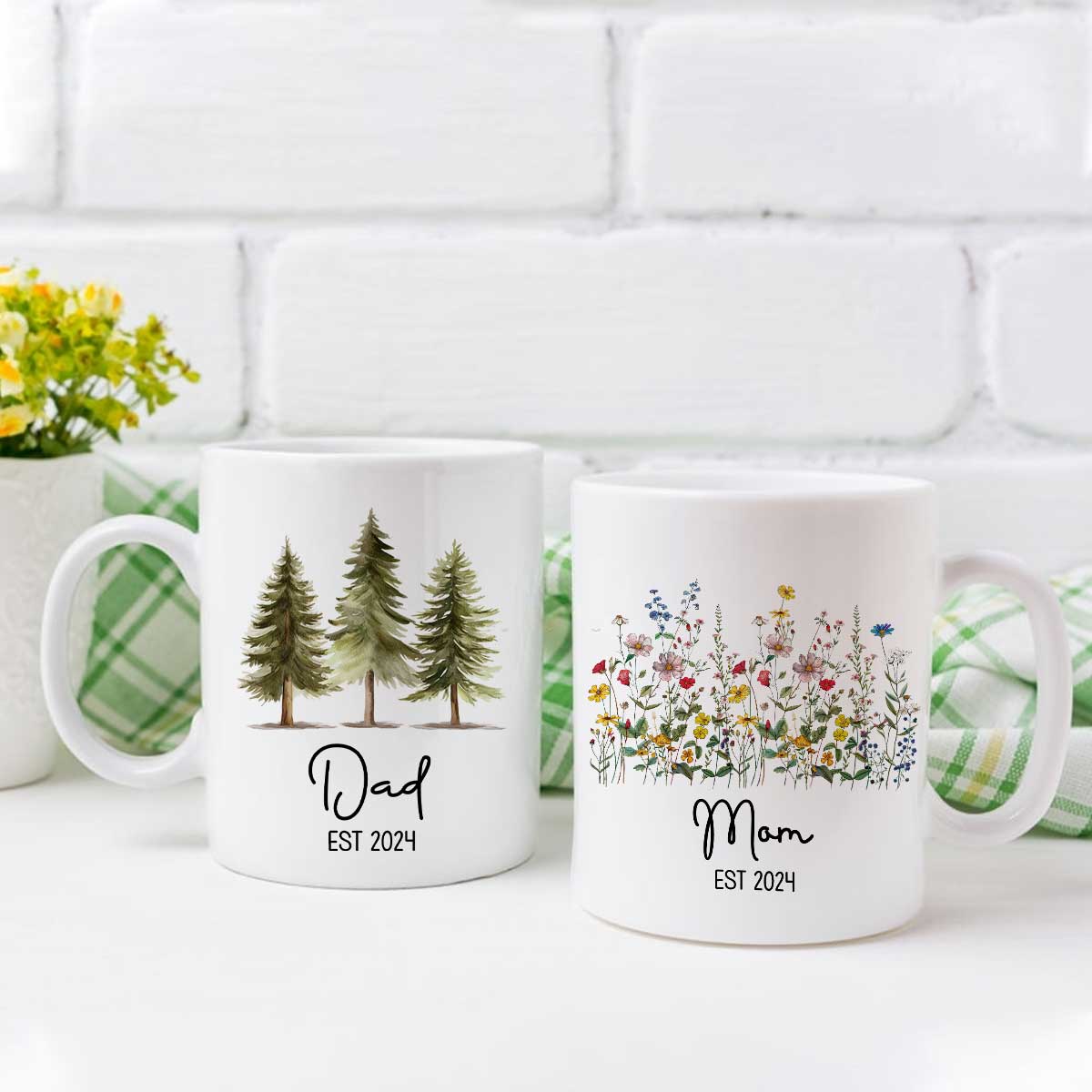 Set Of Mugs For New Parents, Mom And Dad Est Coffee Mug, Parent