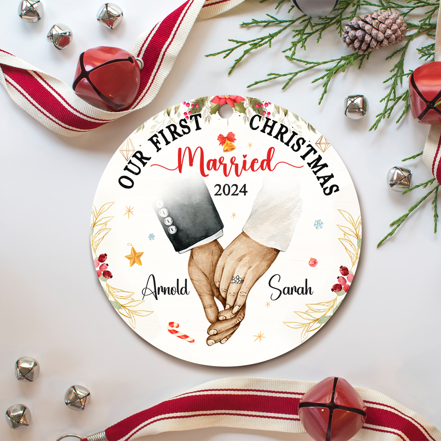 Décoration De Noël 2024 Pour Jeunes Mariés : Notre Premier Noël En Tant Que Mr & Mme – Cadeau Fiançailles Original