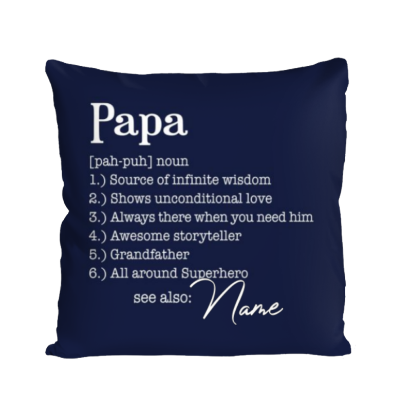 Papa Noun Definition Throw Pillow, Christmas Gift for Grandpa, Fathers Day Birthday Gift for Grandpa
