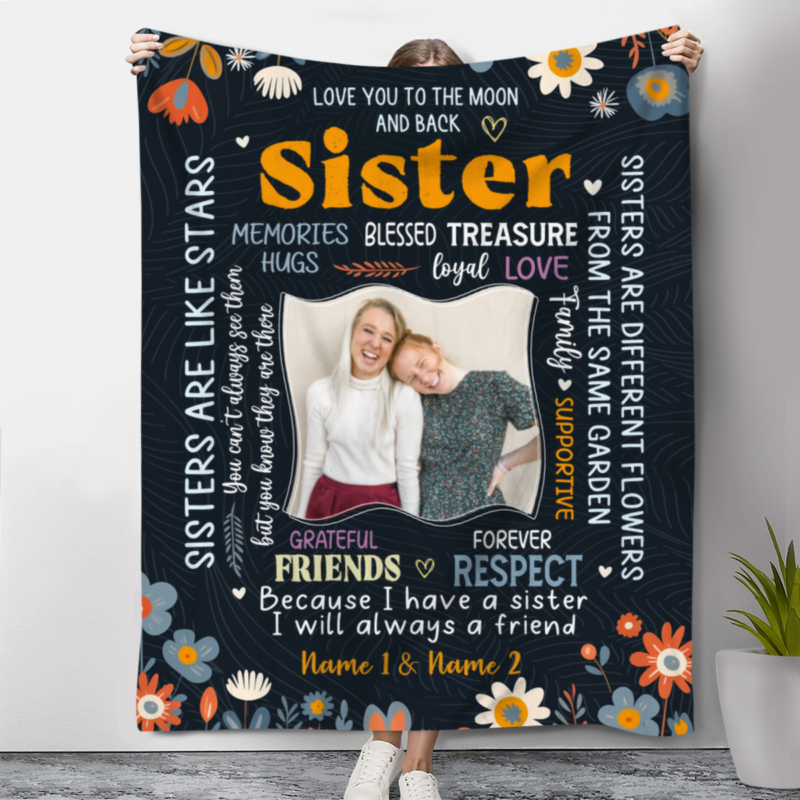 personalized sister blankets photo blankets for sisters sister gift from sister christmas gifts for sisters birthday for sister gift