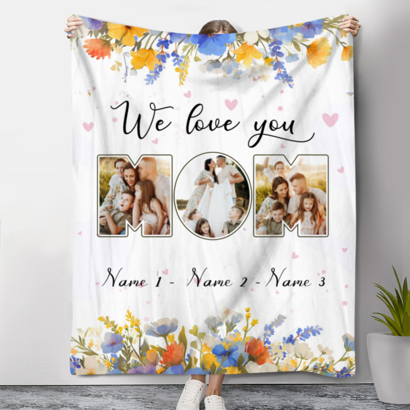custom blankets for mom floral mom blanket with kids names personalized mom christmas gift birthday gift for mom