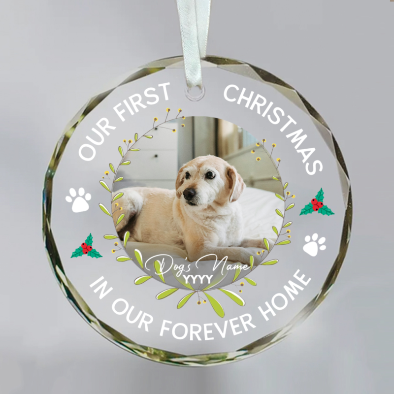 Custom Puppies First Christmas Ornament, Dog Christmas Glass Ornament, Our First Christmas in Our Forever Home Dog Ornament, Dog Picture Ornament, Dog's 1st Christmas Keepsake