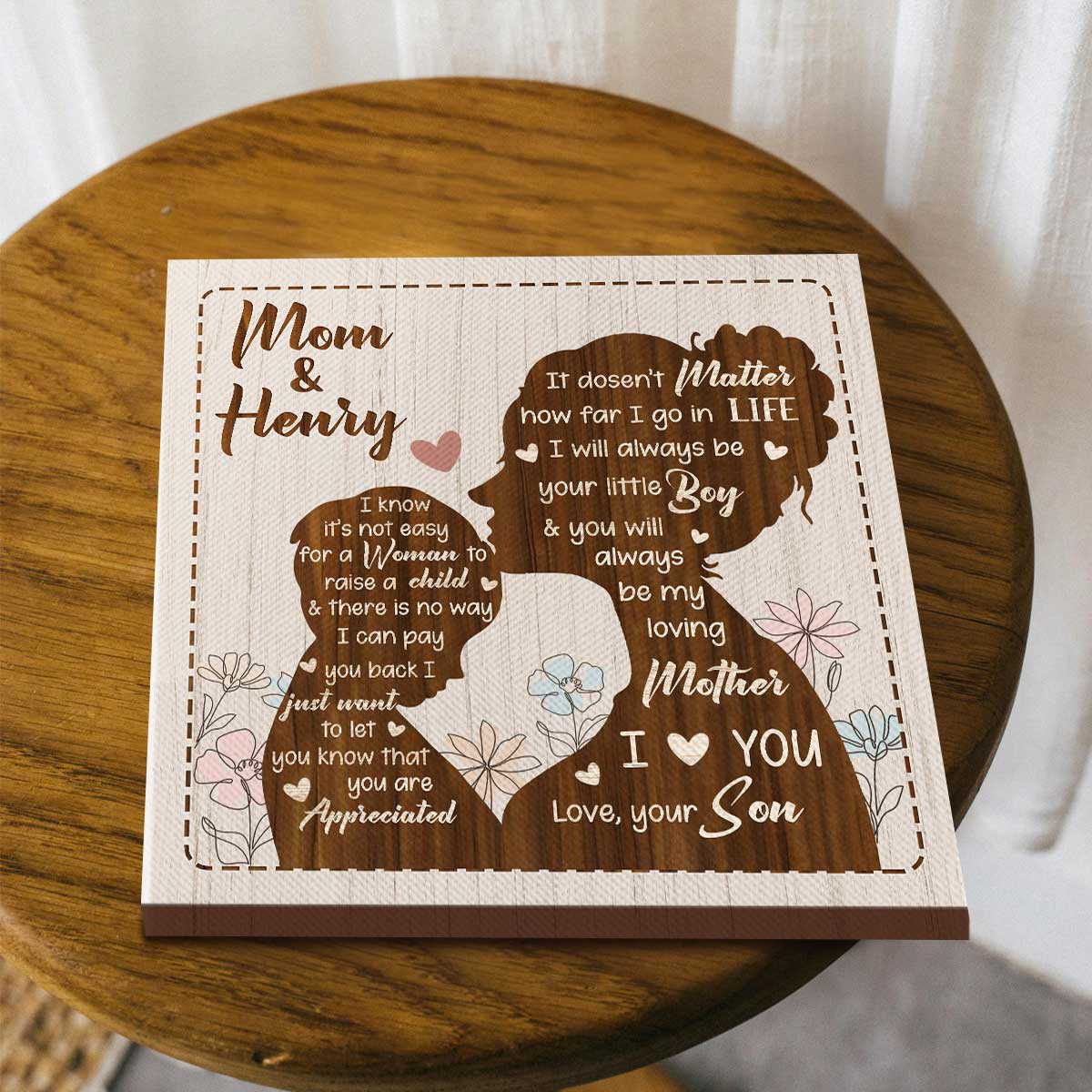 Mother's Day Gift From Son To Mom, Custom Mother And Son Square