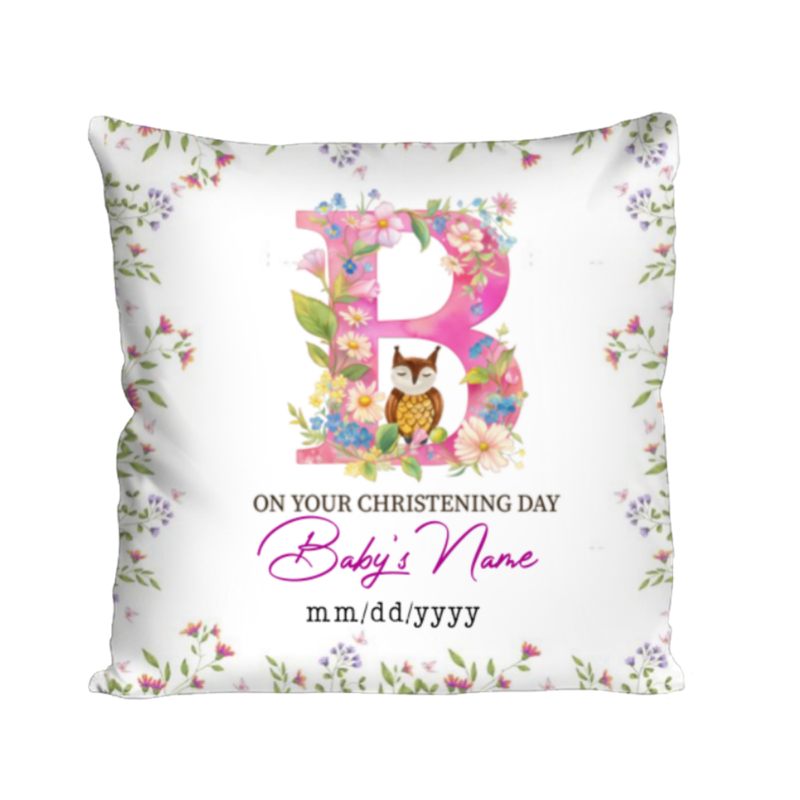 Christening Baptism Personalized Pillow, Goddaughter Pillow With Name, Monogram Girl Baptism Pillow, Custom Gift For Christening, Gift For Godchild
