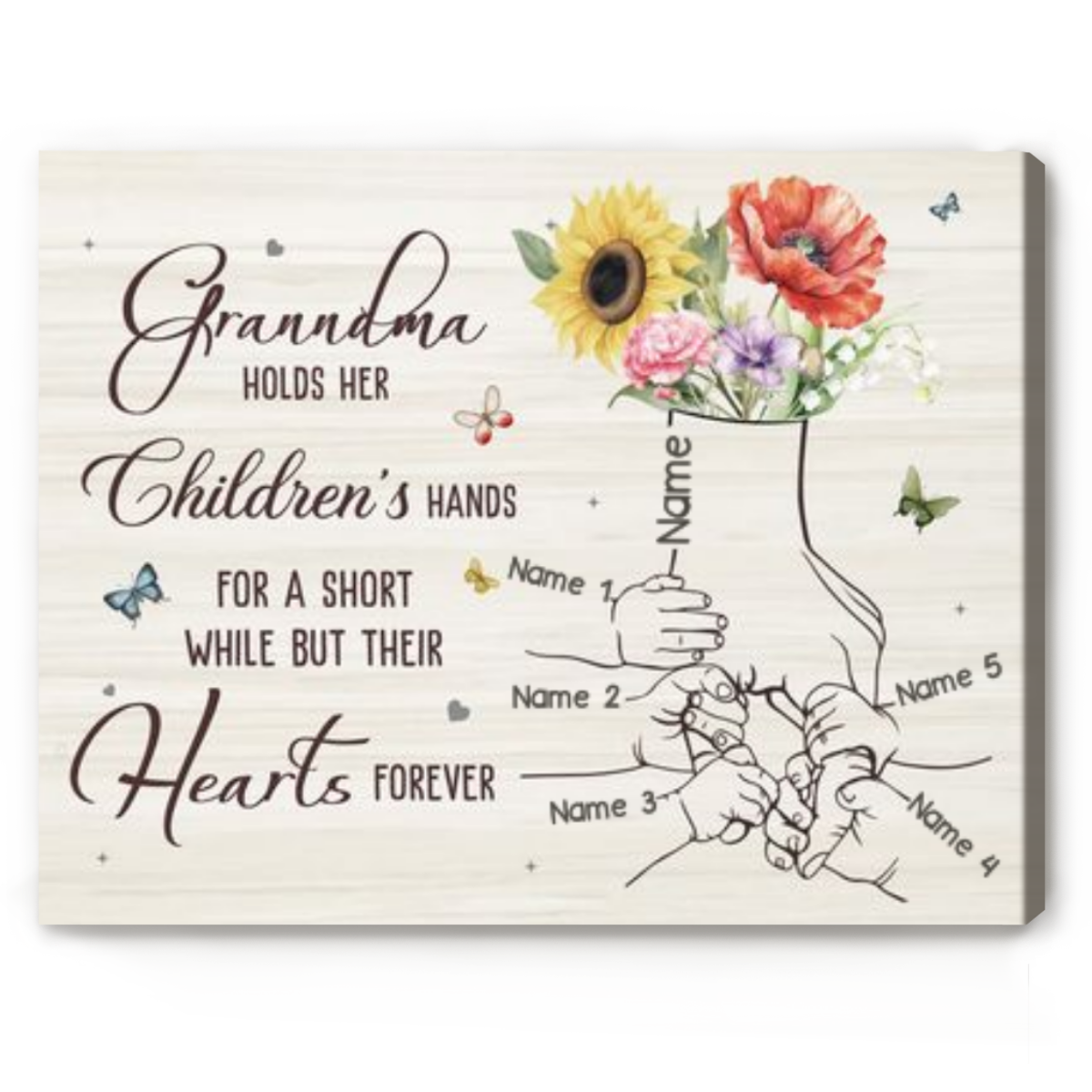 Personalized Grandma Goose Canvas - Gift Idea For Grandma with up to 6 Kids - Grandma's Little Loves