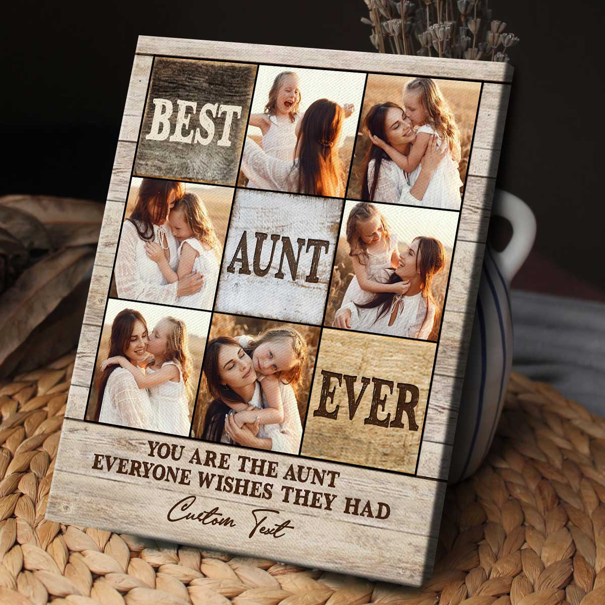 Best Aunt Ever Photo Collage Gift, Aunt Custom Picture Canvas