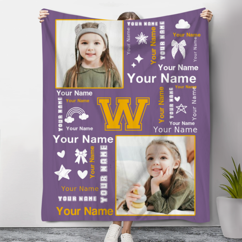Personalized Name Baby Girl Blanket, Custom Photo Blankets For Baby Girl, Christmas Gift For Daughter, Granddaughter, Niece, Baby Shower Gift