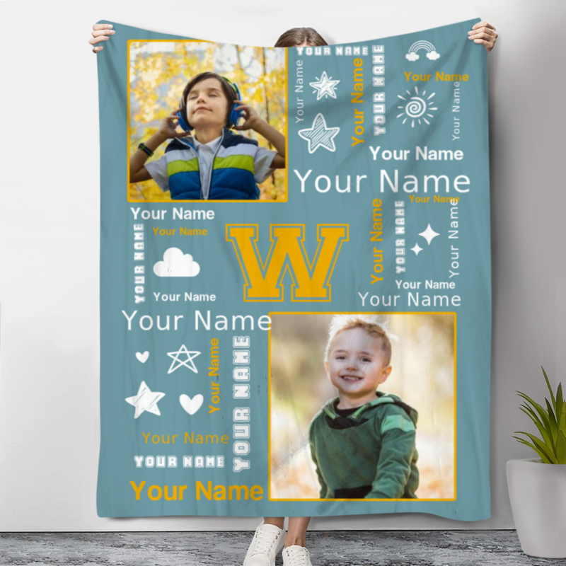 Personalized Kids Name Blanket, Childrens Photo Fleece Blankets, Kids Christmas Gift, Custom Blanket Gifts For Kids, Child's Birthday Gift