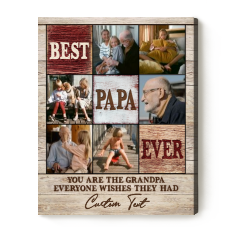 Best Papa Ever Photo Collage Gift, Grandpa Picture Collage Canvas, Christmas Gifts For Grandpa, Papa Birthday Gifts