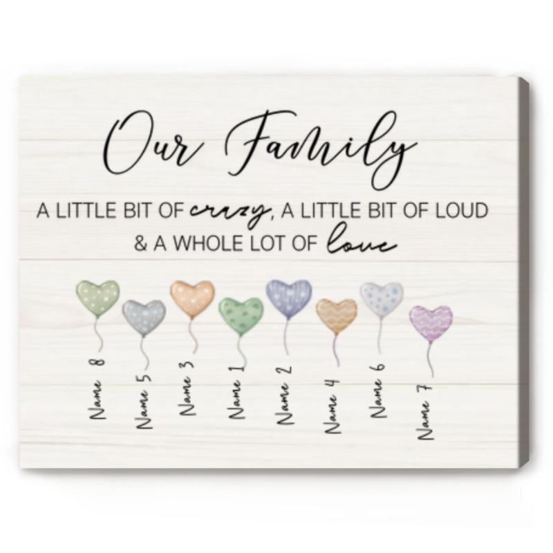 custom name family on canvas personalized heart balloon family canvas print christmas gifts for mom & dad family christmas gift