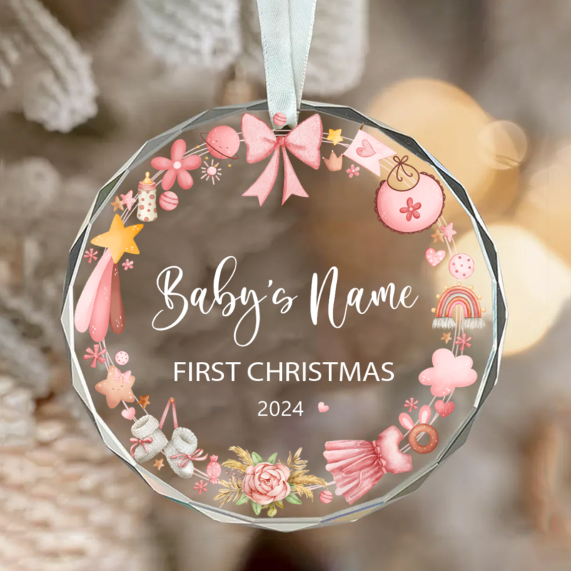 baby girl first christmas ornament 1st christmas baby girl ornamen newborn christmas glass ornaments custom baby girl shower gift