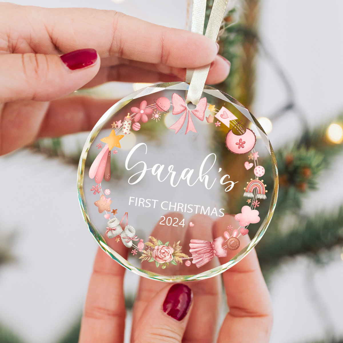 Baby Girl First Christmas Ornament, 1st Christmas Baby Girl