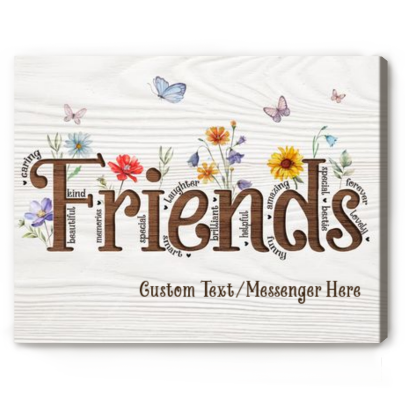 Custom Friends Floral Canvas Print, Christmas Gifts For Friends, Personalized Gifts For Female Friends, Best Friend Birthday Gifts