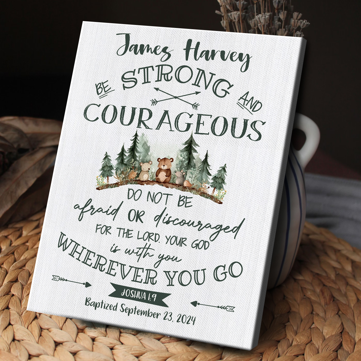 Personalized Baptism Gifts For Boys, Custom Name Baptism Canvas