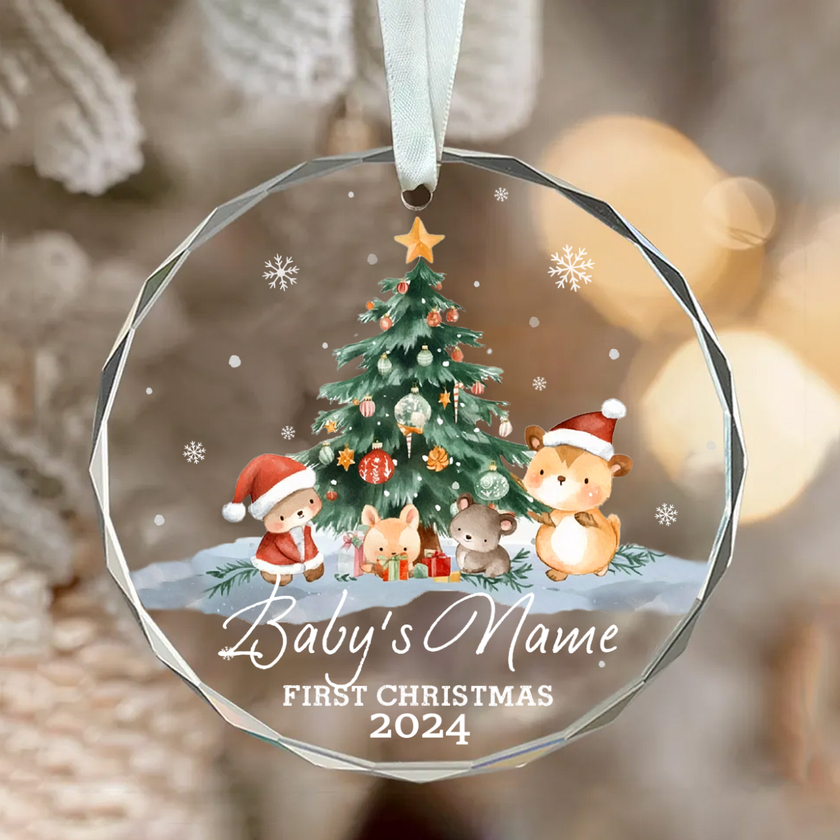Baby's First Christmas Glass Ornament 2025, Custom Newborn Baby