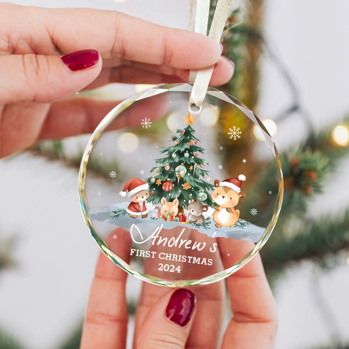 Baby's First Christmas Glass Ornament 2025, Custom Newborn Baby