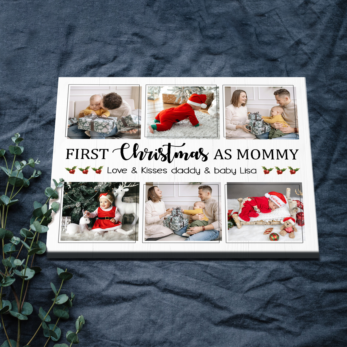 First Christmas As Mommy Custom Photo Canvas, Personalized