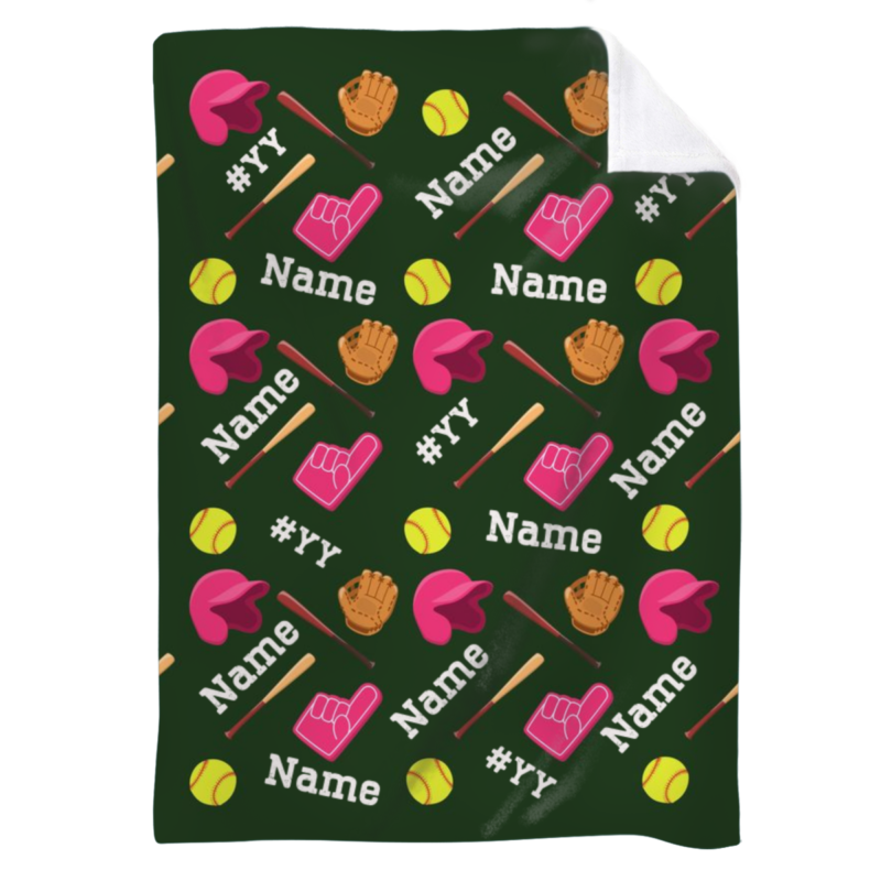 Personalized Softball Blanket With Name Number, Softball Fleece Blanket For Girl, Custom Senior Night Softball Gift, Softball Lovers Gifts