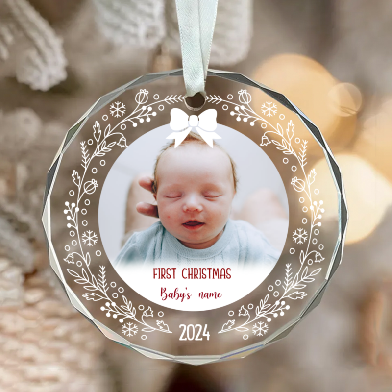 baby first christmas personalized photo ornament baby girl glass ornament keepsake ornaments for newborn baby girl first christmas gift