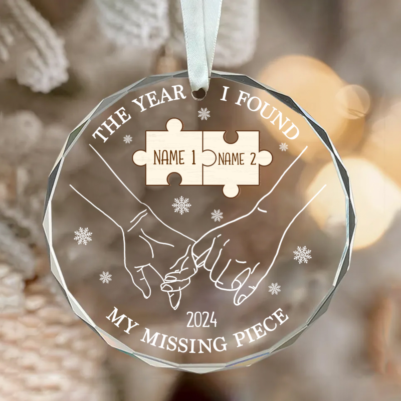 couples 1st christmas ornament my missing piece glass ornament couple christmas 2024 ornament personalized gift to boyfriend christmas