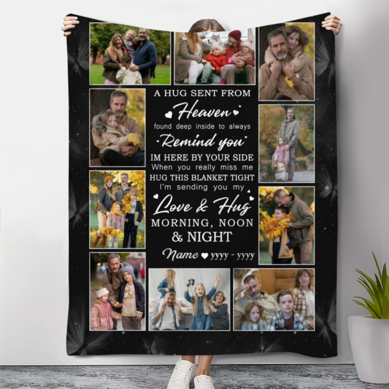 Personalized Memorial Blanket, When You Miss Me Hug This Blanket, Custom Photo Memorial Blanket, Loss of Loved One Gift, Sympathy Gift