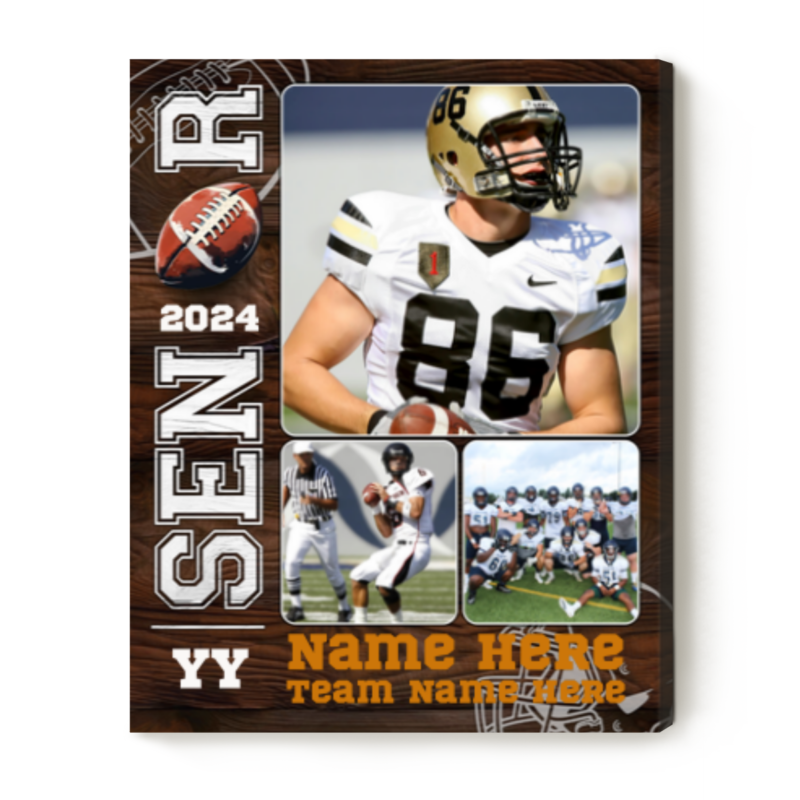 Football Senior Personalized Picture Canvas, Custom Senior Night Football Gift, Football Player Gift, Gifts For Football Team
