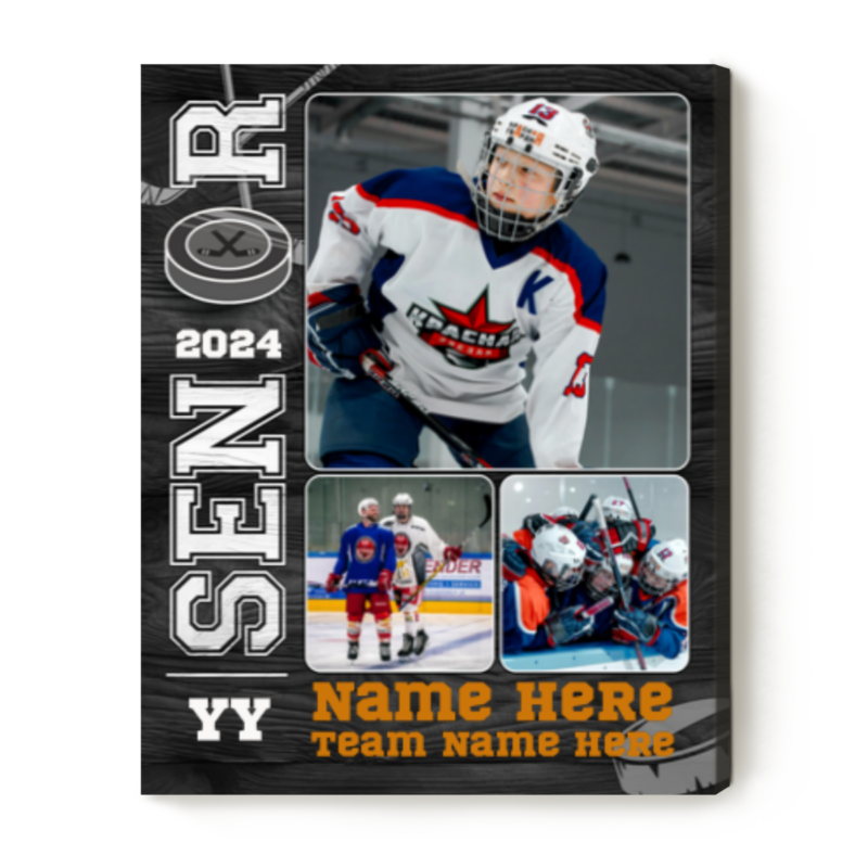 Hockey Senior Personalized Picture Canvas, Gifts For Ice Hockey Players, Field Hockey Seniors Gifts, Hockey Team Gift