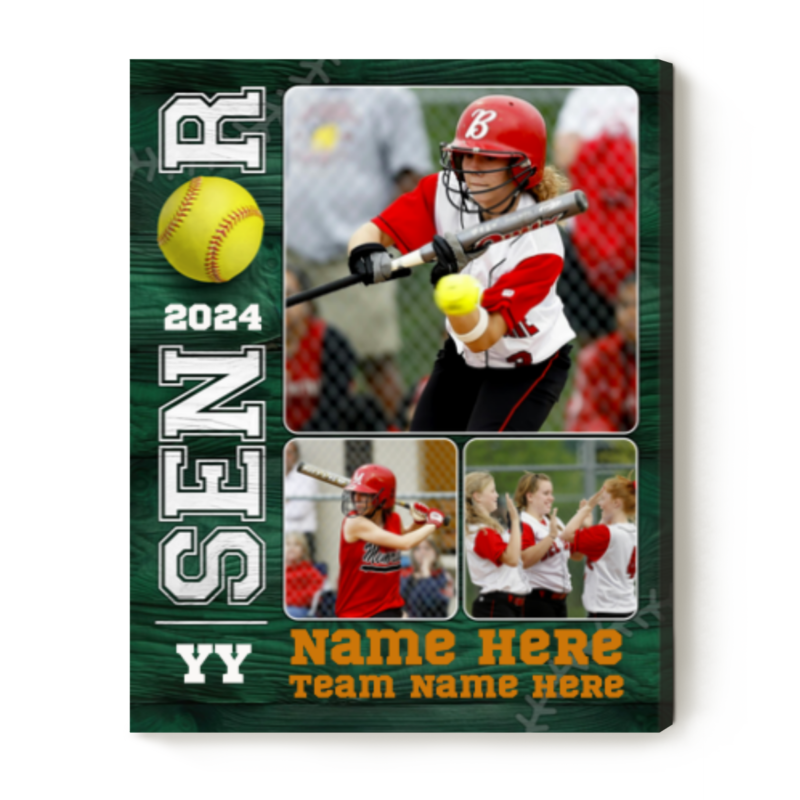 Softball Senior Personalized Picture Canvas, Senior Night Gifts For Softball, Gifts For Softball Players, Softball Team Gifts