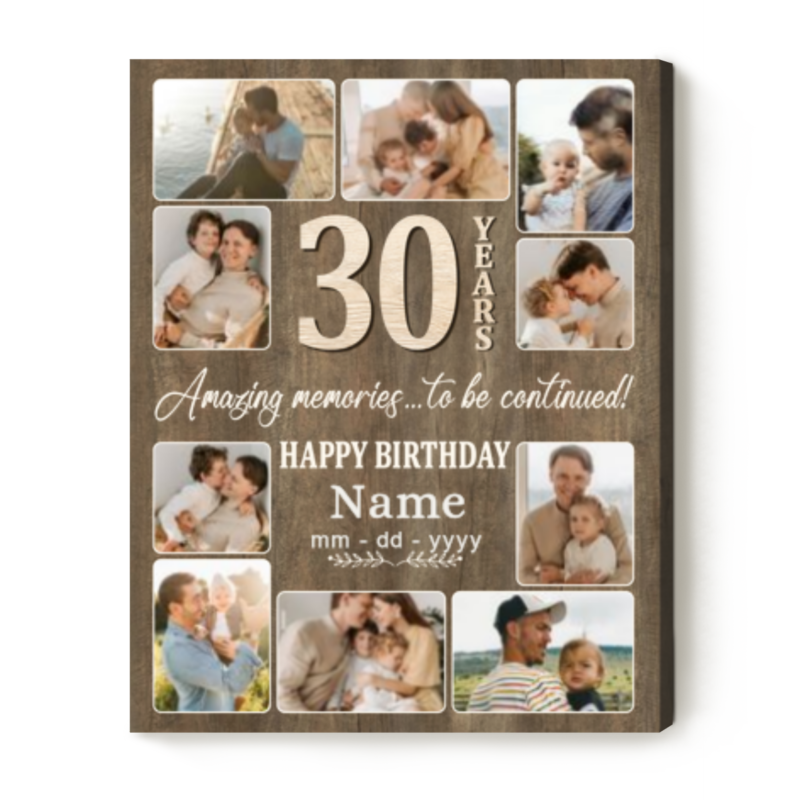 30th birthday custom picture collage canvas personalized gifts for 30 year olds 30th birthday present for him husband 30th birthday canvas