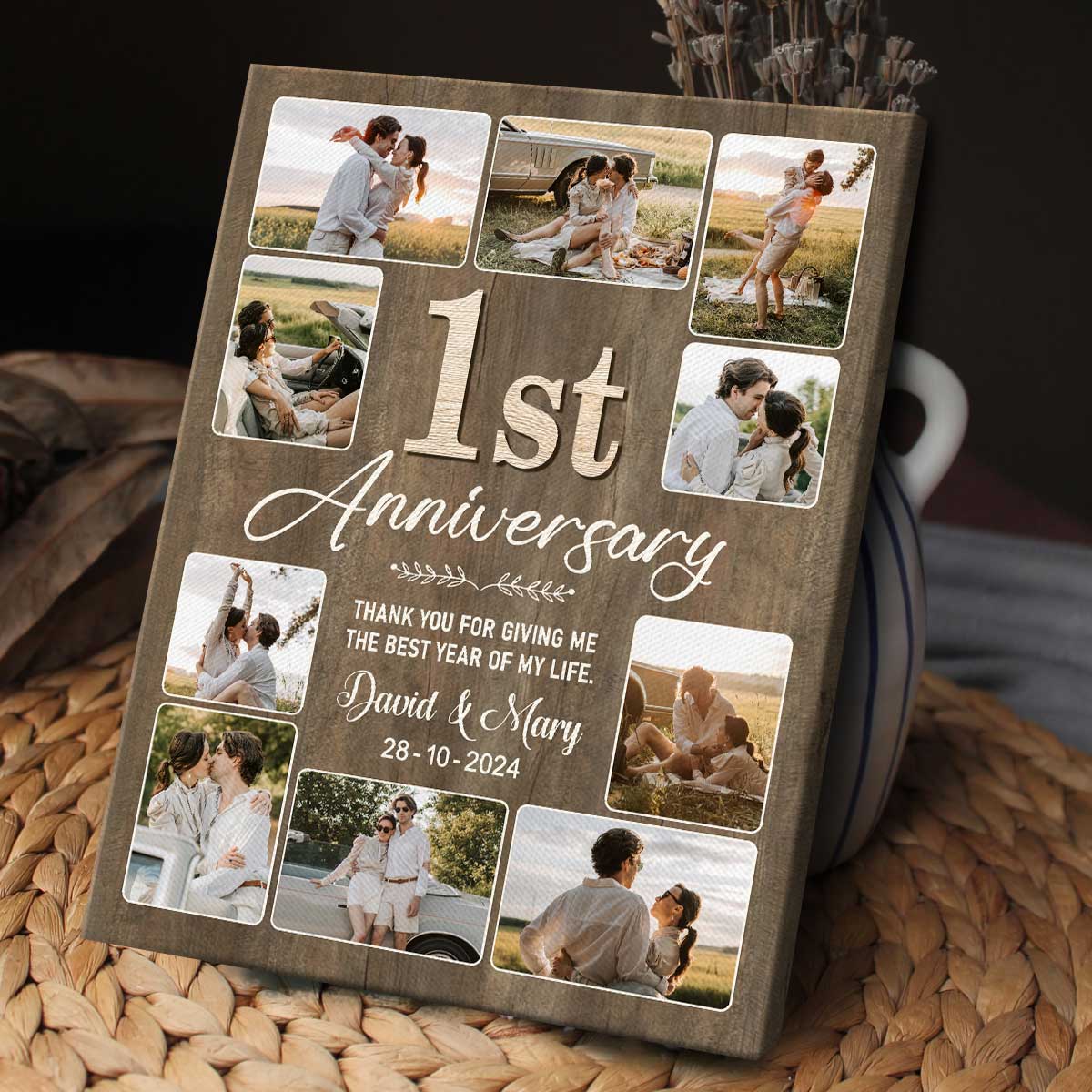 First Anniversary Photo Collage Canvas, Personalized One Year Anniversary  Gifts For Boyfriend, 1st Anniversary Gift For Husband, Unique First  Anniversary Gifts - Best Personalized Gifts For Everyone, image size:1200x1200