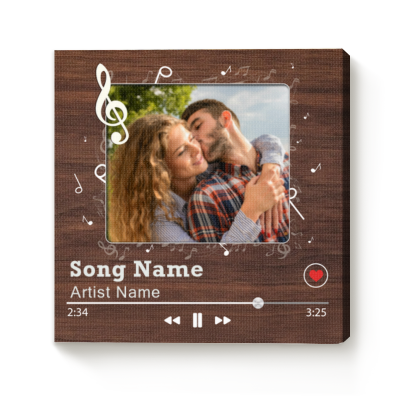 Personalized Song Photo Square Canvas, First Dance Song Gift, Couples Gift, Valentine's Day Gift For Him, Husband Christmas Gift