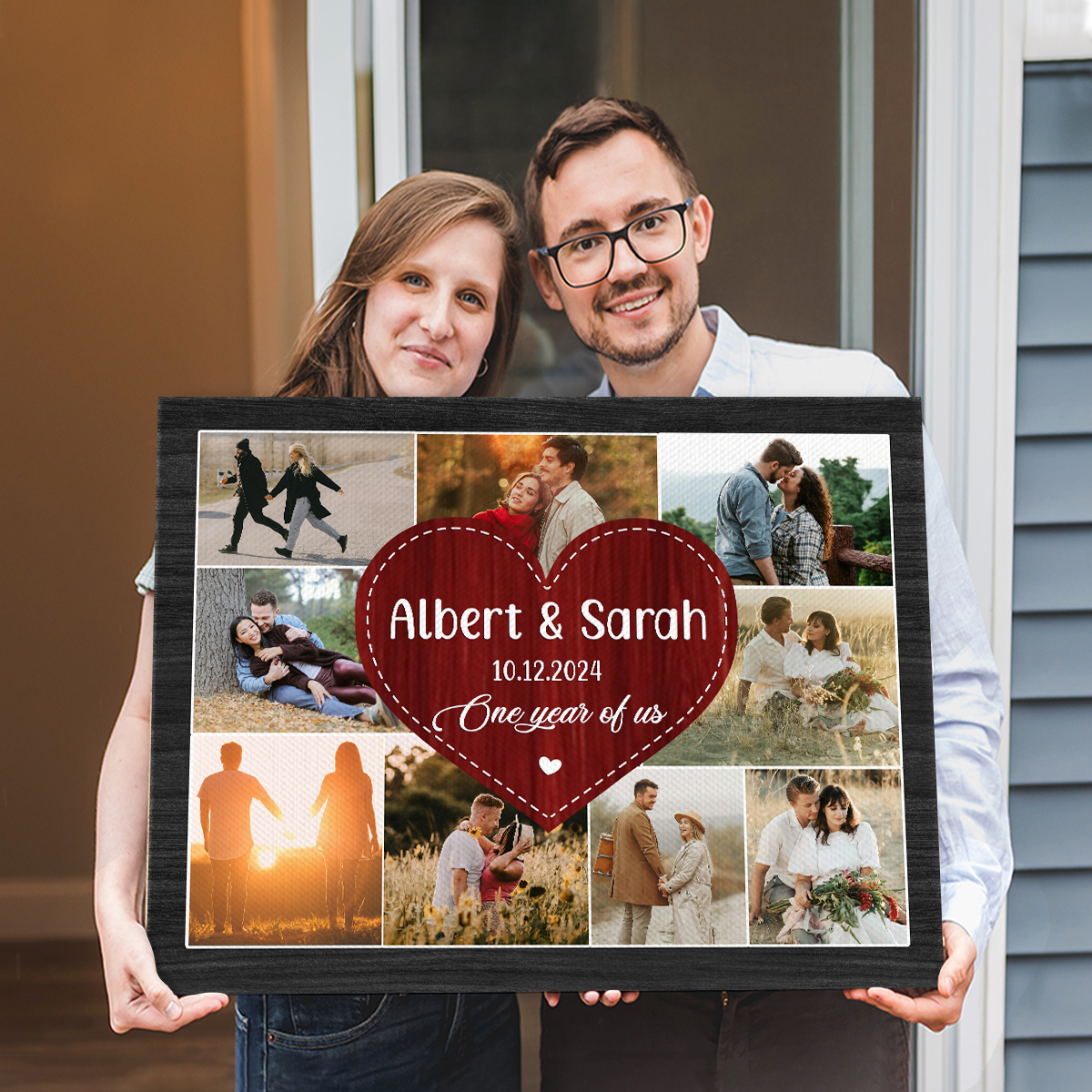 Our First Years Photo Canvas Personalized, First Wedding Anniversary Gift, Custom 1st Anniversary Gift For Wife Husband Wrapped Canvas, 14x11 inches