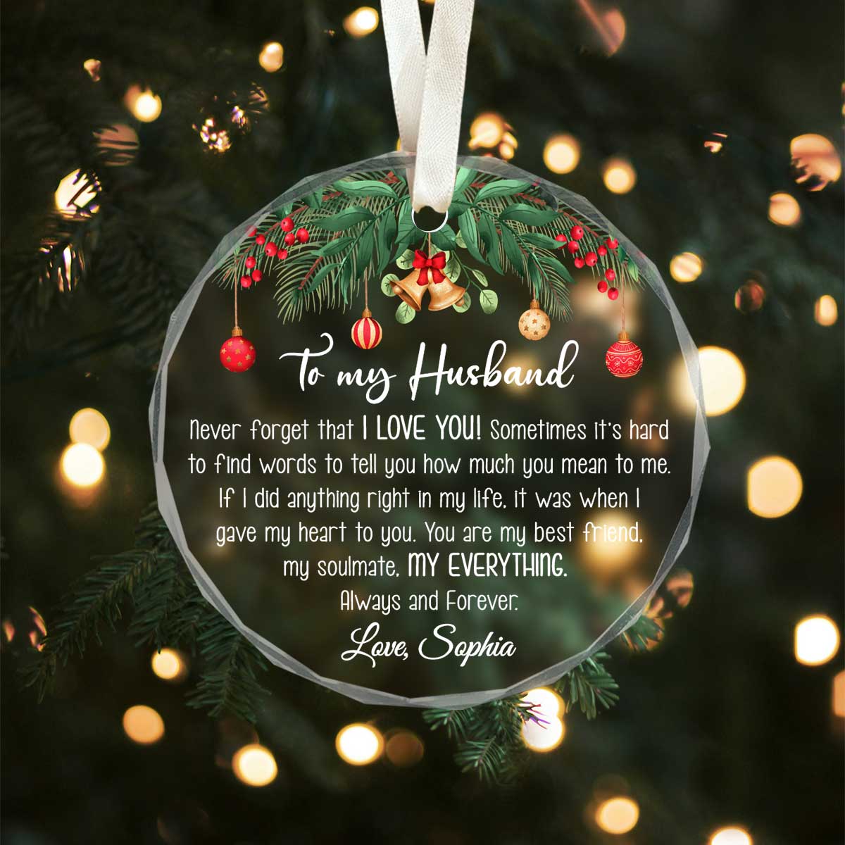 Custom To My Husband Ornament, Christmas Gift For Husband From